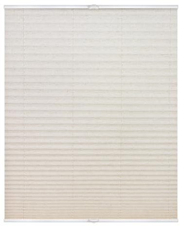 Lichtblick Plissee Blickdicht ohne Bohren Natur 120 cm x 130 cm (B x L) | Plissee Klemmfix, verspannt, lichtdurchlässig, Uni, mit eleganter Crushed Optik, Montage ohne Bohren, Mit Lichtfilter
