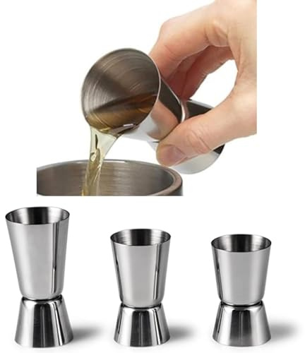 Set da cocktail Jigger, 3 bicchieri doppi in acciaio inox, 15/30 ml, 20/40 ml, 25/50 ml, accessori da bar