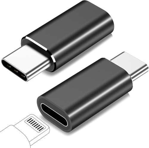 2 Pcs Compatible Lightning Female to USB C Male Adapter for iPhone 17 16 15 Pro Max Plus,for iPad Air,for Samsung,Support 27W PD Fast Charging&Data Transfer,Type C Connector,Not for Audio/OTG