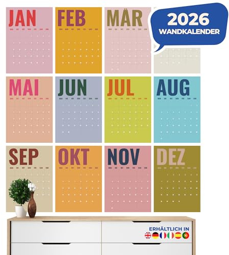 2026 Wandkalender A3 & A4 – Premium Fotokalender | 12 Monate Planer zum Aufhängen | Großer Monatsorganizer für Zuhause, Büro & Schule | Geschenkidee (Deutsch, A4 (21,0 cm x 29,7 cm))