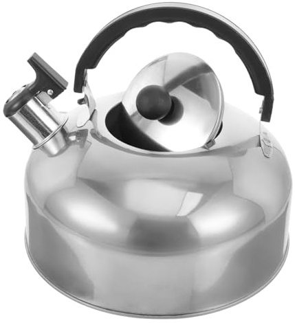 TOYANDONA Tetera De Acero Inoxidable 2,5l Fondo Plano y Silbato, Hervidor De Agua Para Cocina, Apto Para Estufa, Capacidad Media Para Hogar y Oficina