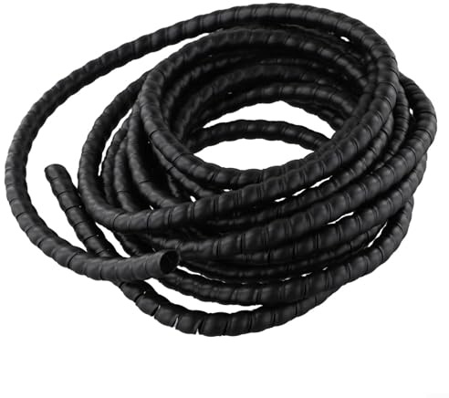 Gaine de tuyau hydraulique en spirale de 5 m pour la protection des câbles – Tuyau noir en polyéthylène haute densité résistant à l'écrasement pour tuyaux hydrauliques pneumatiques industriels D-8/10