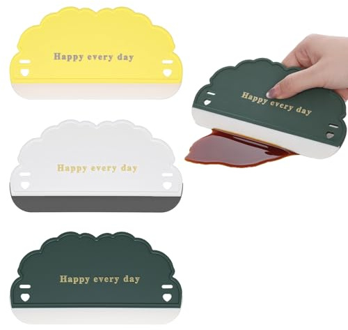Small Squeegee Rubber 3 Pcs All-Purpose Mini Soft Rubber Window Squeegee Small Squeegees Window Scrubber Scraper for Kitchens Bathroom Shower Mirrors Car Windshield （Green, Yellow, White）