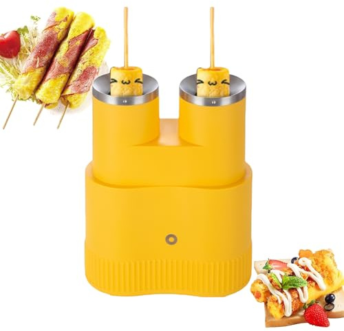 Electric Double Egg Roll Maker, Automatic Omelette Machine with 360° Rapid Heating, Non Stick Cooking Tool, Omelette Master Sausage Machine for Home Kitchen yellow