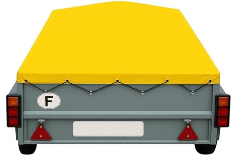 Bâche de Remorque Roady 232-230 x 130 x 10 cm – PVC 640g/m² Housse Haute Résistance avec Oeillets et Sandow–Fabriqué en France. (Jaune 1003)