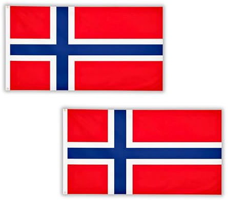 Norwegische Flagge, 152 x 91 cm, mit Messingösen, Polyester, norwegische Flagge, Banner für Verfassungstag, nationale Feiern, Haus und Garten, 2 Stück