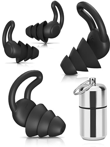 Ohrstöpsel zum Schlafen Noise Cancelling Gehörschutz, Wiederverwendbarer und Waschbare, Gehörschutzstöpsel 32dB zum Lärm Reduktion, Seitenschläfer, Schnarchen, Reisen, Arbeiten, mit Alubehälter 2 Paar