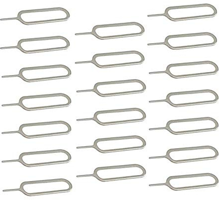 eTECH Collection Sim Card Tray Remover Eject Pin Key Tool for iPhone iPad Samsung Galaxy Smart Phone/Tablet and More (Silver) (20 Pack)