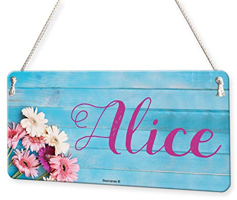 Flowers On Wood Girls Personalised Childs Bedroom Door Sign Name Plaque