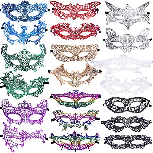 SIQUK 20 Stücke Venezianische Masken Spitze Maskerade Maske Frauen Spitzenmaske für Party Abend Ball Abschlussball Ballette