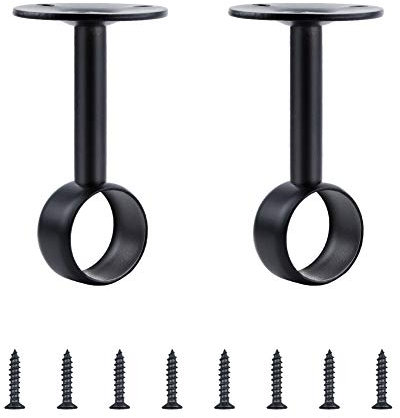 INCREWAY Gardinenstangenhalterung für die Decke, Edelstahl, 25 mm Innendurchmesser, Deckenhalterung, langlebig, Halterungen, 2 Stück, Schwarz