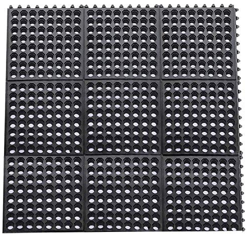 Yesland Anti-Fatigue Rubber Matting, 36 x 36 x 1/2 Inches, Black Dura Chef Anti-Slip Rubber Kitchen Mat/Restaurant Bar Floor Mats/Bath Mat for Wet Areas Garage Garden Use