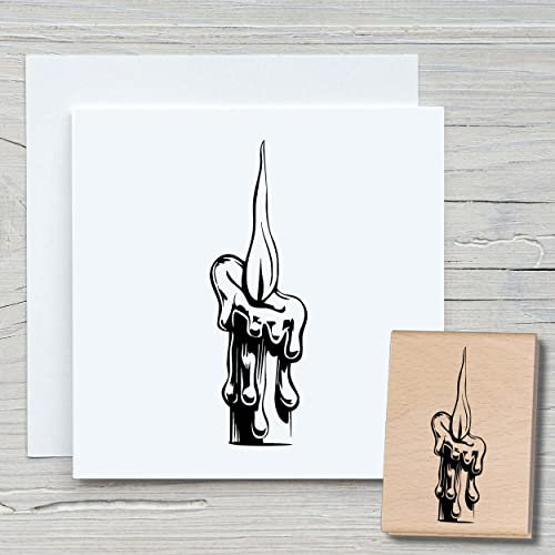 NEWSTAMPS Stempel Tropfenkerze Motivstempel aus Holz & Gummi zum Karten und Geschenke basteln, Holzstempel für Weihnachten, Weihnachtskarte, Advent, Scrapbook, Textilstempel, Deko, Freunde
