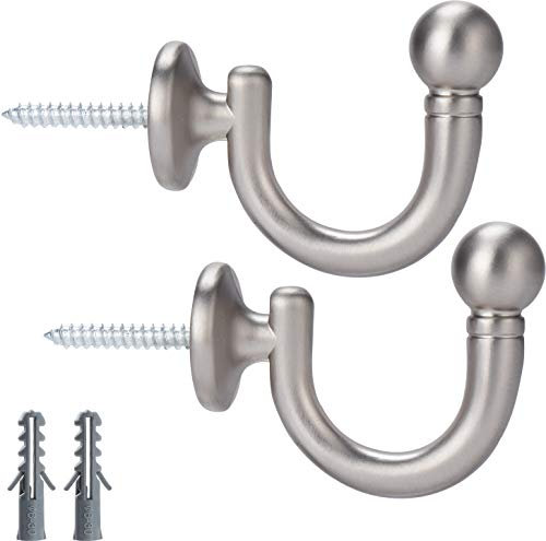 SENGLIDA Metallische Vorhanghalterungen Rundkopf-Vorhang Haken, an der Wand montierter Raffhalter-Quastenhalter, Fenstervorhänge-Raffhalter Kleidung Mantel Hut Handtuchhalter, 2er-Set Matt-Nickel