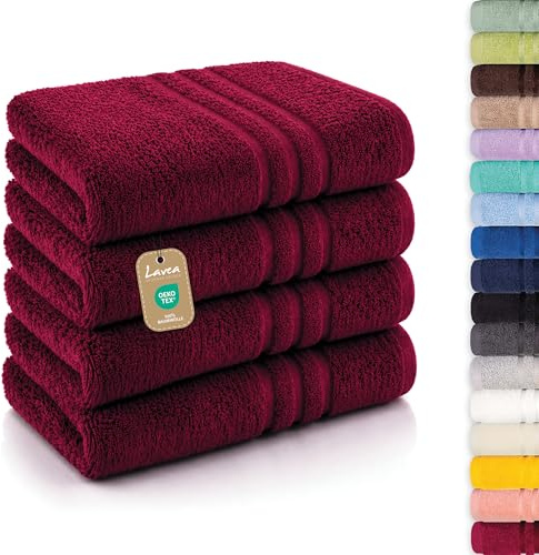 Lavea® 4-pack badhanddukar 50x100 cm 100% bomull – Mjuka och absorberande – Perfekta som handduk, gästhandduk eller ansiktshandduk för hem, hotell och spa – Bordeaux