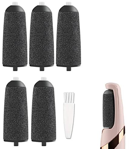 GOMINYUF Ersatz-Rollerminen, schwarz, grob, kompatibel mit Finishing Touch, Pedi-Elektrowerkzeugfeile mit Reinigungsbürste, 5 Stück