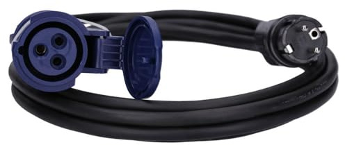 Voxura CEE-Adapterleitung Schutzkontakt-Stecker CEE-Kupplung Schutzkappe Camping Caravan Wohnmobil Wohnwagen Boot Stromkabel Außenbereich 3-polig 230V 16A H07RN-F 3x2,5 IP44 5m