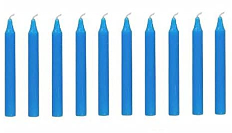 AuraDecor Paquete de 10 velas de palo, especialmente diseñadas para curar, chakras, velas rituales, decoración, iluminación, decoración del hogar, tiempo de combustión de 3 a 4 horas cada una (azul)