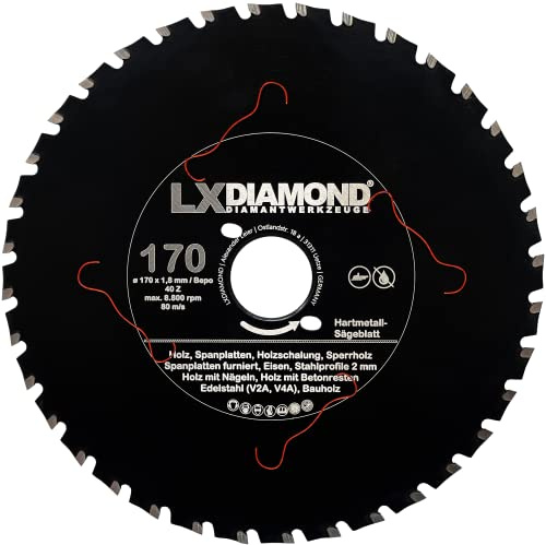 LXDIAMOND Hartmetall Sägeblatt 170mm für Holz, Metall, Stahlprofile, Eisen - Trennscheibe passend für Bepo FFS 171SE Fensterfräse Montagefräse Fensterfugenschneider 170 mm - in Premium Qualität