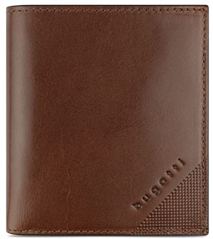 bugatti Nobile Hochformatbörse aus echtem Leder - kleine Geldbörse RFID Schutz, Cognac