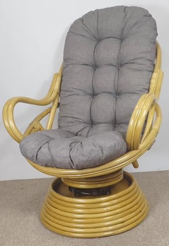 Rattani Rattan Drehsessel, Drehwippsessel Linda Fb. Honig inkl. hochwertigen Polster Dark Gray