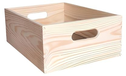 Caja de almacenaje apilable pino macizo 60x40x15cm