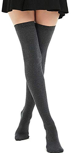 DRESHOW Extra Långa Lårhöga Strumpor för Kvinnor Tunna Randiga Tubtights över Knä Casual Strumpor med Hög Känga