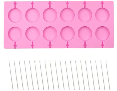 XUELIYUN 12 Cavity Silicone Lollipop Mould with 40 Lollipop Sticks Silicone Mold Round Silicone Mold Silicone Lollipop Mould for Making Chocolate Lollipop Candy Ice Cube Party