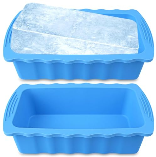 Haldane 2PC Extra Large Ice Block Molds, 6LB Giant Ice Cube Molds for Plunge Lab, Ice Container for Freezer, Thickened and Reinforced Silicone Ice Tray, Cold Plunge Tub Accessories, Blue