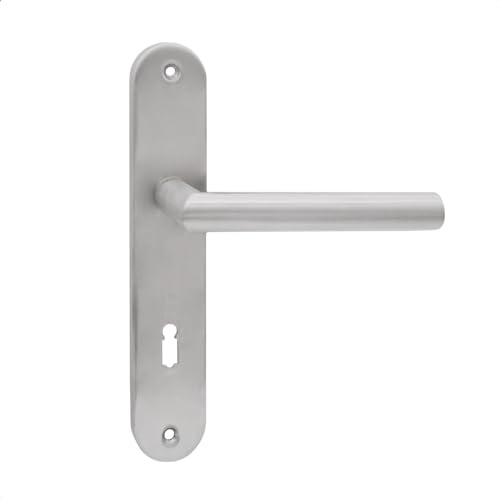 domino STELLA INX Poignée de porte à 72 poignées BB-Bart - Ensemble de poignées de porte à plaque longue pour porte de chambre, porte de cave et porte intérieure - En forme de L - En acier inoxydable