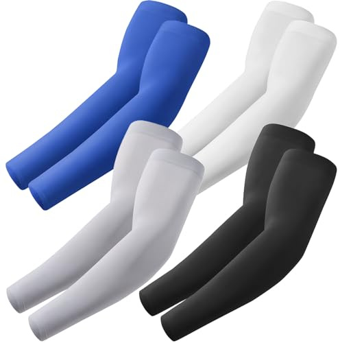 Roxun 4 Par Armskydd För Kvinnor Män Uv-Skydd Armbindor Gaming, Ärmar Volleyboll Armskydd Basket Armlingar Cykelsport Svart+Vit+Ljusgrå+Blå