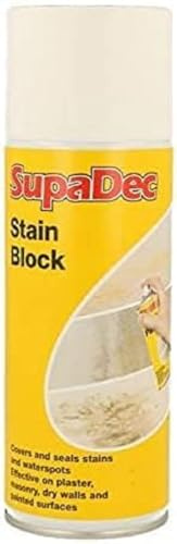 SupaDec Stain Block Spray 400ml Aerosol Paint Covers Water Rust & Mould Marks Stainblock Off White 400 ml Painting Rust Stains