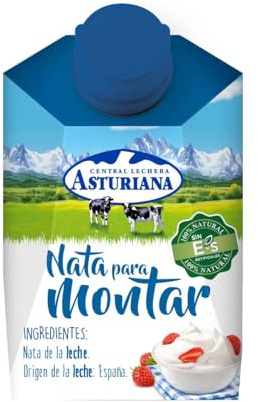 Productos Refrigerados - Nata Líquida Central Lechera Asturiana para Cocinar y Montar (200ml, 500ml, 1L) Tradicional, Sin Lactosa y Sin Gluten (3 CAJAS, Nata para Montar 200ml)