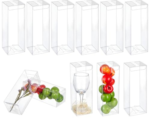 NBEADS 24 Stk. Kleine Klare Favor Boxen, Transparente PET Box Klare Plastik Party Boxen Kleine Geschenkbox für Süßigkeiten Schokolade Weihnachten Geburtstag Hochzeit Dusche Party, 6x6x18cm