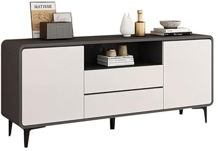 JIAOCKJIAO Mobile TV in Legno, Mobile Porta TV con Ripiano Regolabile, Moderno Mobile Televisore, con Foro for Cavi, Mobiletto TV con Cassetto e Portaoggetti, for Soggiorno(Gray,47''/120cm)