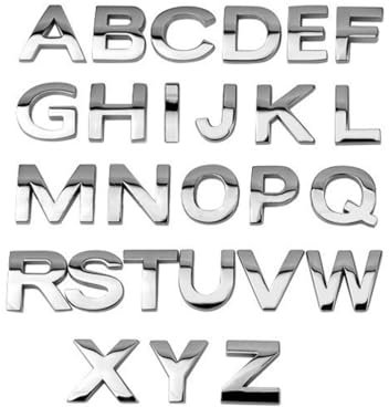 26Pcs 3D Metallo Adesivo Car, Cromati fai da te in 3D Auto Logo Emblema Adesivi Alfabeto Simbolo Badge Decal, Lettere personalizzate in metallo per auto e cassetta postale, per creare emblemi e nomi