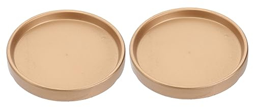 Milisten Plateau de Base des Pots de Fleurs 2 Pièces en Céramique Or | Jardin et Balcon, Fond Plat, Limite le Glissement, Protège les Surfaces, Lot de Deux