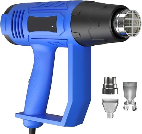 230V Heat Gun, 2000W Hot Air Gun Kit, Dual Temperature Settings 300℃~500℃ and Overload Protection, Heat Gun for Crafts, Shrink, Wrapping(Blue, 3 Nozzles)