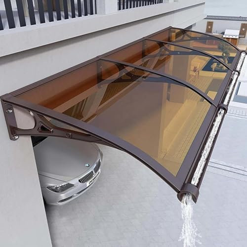 KV-OOGG Türmarkise, Gebogenes Vordach for Vordertür, Regenschutz for Außenfenster, Dachvordächer, Markisenüberdachung, UV-Schneeschutz, Transparente Platte/Schwarze Halterungen(B,60x200cm/24x79in)