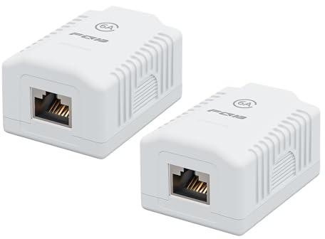 FGB 2X Cat6A Netzwerkdose Aufputz 1 Port FTP Geschirmt LAN Dose Weiß | Netzwerkdose Aufputz Cat7 RJ45 Buchse 10 Gbit/s Ethernet Netzwerk Aufputz Montage für verschiedenste Anwendungsbereiche