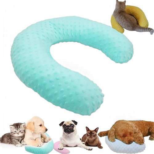 U Förmige Kissen Für Katzen, Kopfkissen Für Hunde Katzen, Beruhigungskissen Für Hunde, Haustierkissen Katzenkissen, Weich & Komfortabe Katze Kissen Für Zum Schutz Der Halswirbelsäule (Blau)