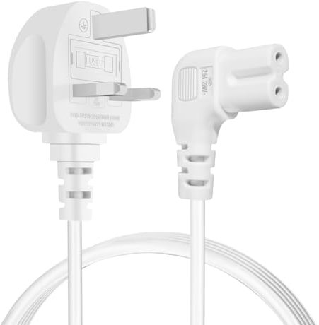 Power Cable for Samsung TV, SHUOMAO 3m Right Angle Figure 8 Power Lead Wire Electrical Cord Compatible with Samsung,Lg,Panasonic,Roku,Hisense,Sharp,Hisense TV,White