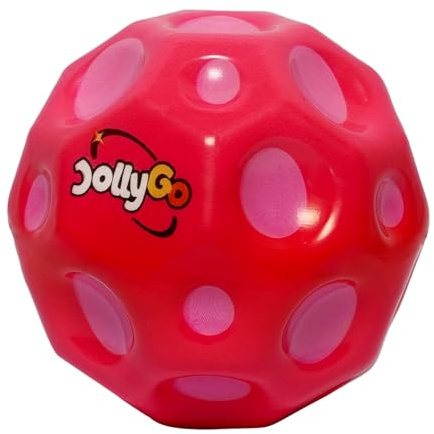 JollyGo original Moonball-9.5 cm Big Moon Ball-Super High Bouncy Lightweight PU Material-Hüpfbälle-for Children and Pets-interaktives Spielzeug zum Stressabbau-Flummies für Kinder im Freien (Pink)