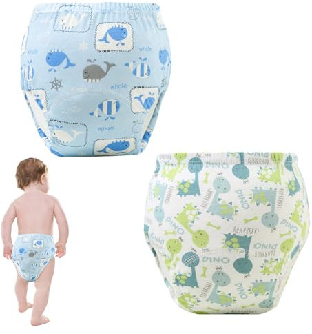 EUYKQNOI Töpfchen-Trainingshosen,2 Stück Baby-Kleinkind-Trainingshosen, Kinder Töpfchen Trainingshose für Mädchen Jungen, 100% Baumwolle, Waschbar und Wiederverwendbar,for 8-13 kilograms