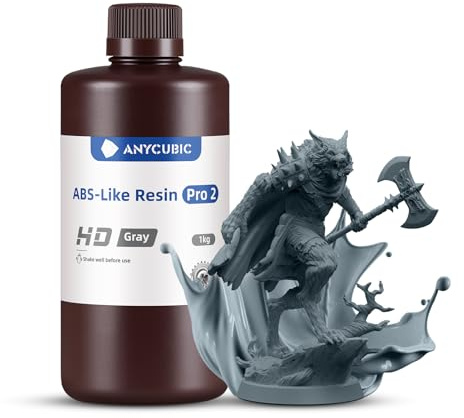 ANYCUBIC ABS-Like Resin Pro 2, HD Grau 1000g | 3D Drucker Resin mit Hoher Festigkeit und Zähigkeit, Hoher Präzision, 405 nm UV-härtendes Harz für MSLA/LCD/DLP 3D Drucker
