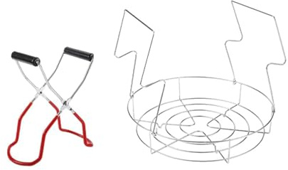 Forniture per conserve in acciaio inox – Supporto per pentole a vapore con pinze antiscivolo, sterilizzatore per la conservazione | Kit da 2 pezzi per sterilizzare barattoli, bib