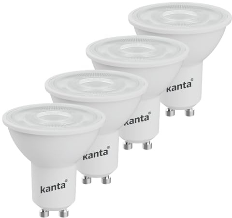 kanta GU10 LED Bulbs, 3.6W Equivalent to 50W Bulb, 345 Lumens, Non-Dimmable, Ceiling Kitchen Bathroom Lights (4, Warm White 3000K)