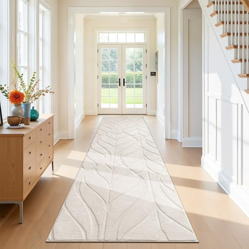 SHACOS Beige Tapis Couloir Long 80x300 cm, Antidérapant Tapis de Passage Cuisine Lavable en Machine, Doux Moderne, pour Chambre, Salon, Buanderie