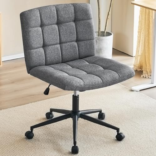 FurniSoar Bürostuhl Braun mit Stabiler Holzstützung, Schreibtischstuhl ohne Armlehne, Drehstuhl Büro mit Rollen, Hochwertiger Bürostuhl Leder Optik, Drehsessel für Home Office & Arbeitszimmer