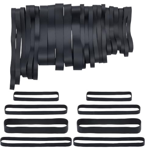 NBEADS 50 Pcs 4 Tailles Bandes en élastique larges, Bande Élastique Noire Très Résistante pour Livres Fournitures de Bureau Cuisine Maison Extérieur Camping Emballage Fixation, 0.9-2cm
